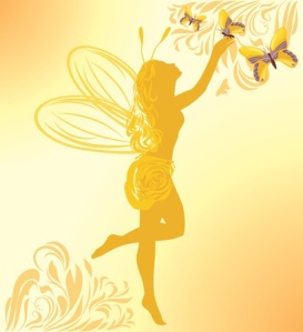 27373840 - fairy and butterflies on a yellow background